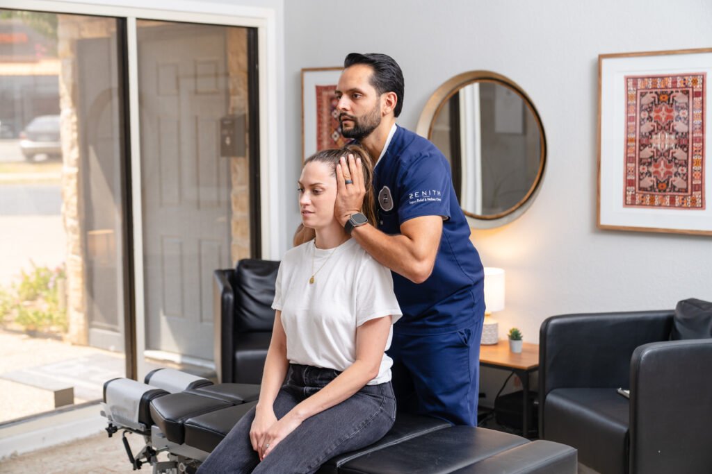 Chiropractic neck adjustment for natural headache relief at a wellness clinic